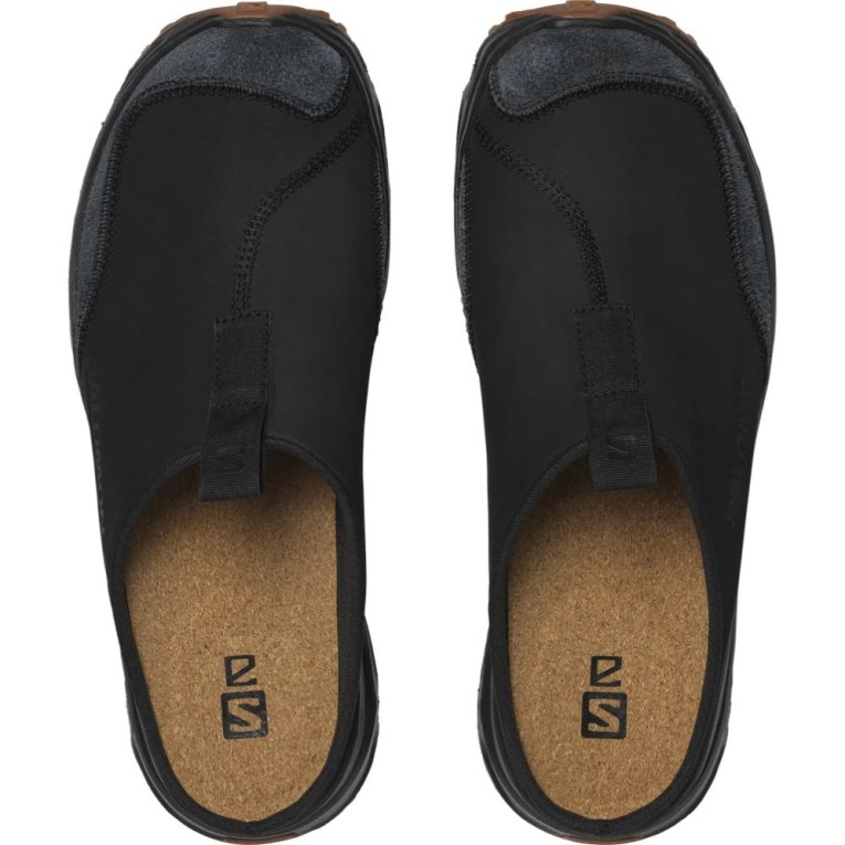 Black Salomon Rx Leather Advanced Men's Slides | IE DL2389